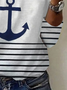Anchor Print Long Sleeve V-Neck T-shirt