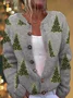 Crew Neck Casual Christmas Cardigan