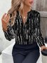 Women's Spring Autumn V-Neck Long Sleeve Tie-Dye Elegant Office Shirt