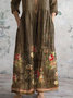 Women's Vintage Lovely Floral Art Print Pocket Cotton Dress