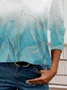 Abstract Print Long Sleeve V-Neck T-shirt