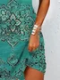 Ethnic Print Short Sleeve Round Neck Dress
