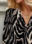 Zebra Print V-neck Blouse