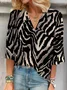 Zebra Print V-neck Blouse