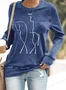 Western style retro round neck pullover sweatshirt