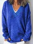 Dark floral V-neck casual pullover sweater