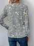 Print Casual V Neck Long Sleeve T-Shirt