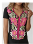 Women's Retro Casual Short Sleeve V Neck T-Shirt