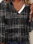 Print Casual V Neck Long Sleeve T-Shirt