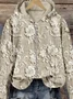 Vintage Floral Lace Embroidered Zip Up Comfy Hoodie