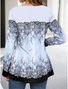 Women's  Print Long Sleeve Regular Tops V Neck Vacation Daily Blue Spring & Fall