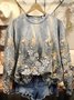 Floral Print Long Sleeve Crew Neck Sweatshirt
