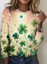Four leaf clover gradient color long sleeved T-shirt
