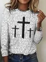 Cross pattern printed long sleeved T-shirt