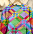 Colorful Checkered Print Casual Sweatshirt