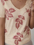 Print Casual V Neck Short Sleeve T-Shirt
