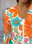 Floral Print Long Sleeve Shawl Jacket