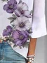 Floral Print Long Sleeve V-Neck Blouses