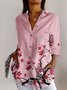 Plum blossom pattern casual long sleeved shirt