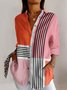 Geometric line color blocked long sleeved shirt