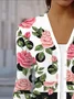 Floral Print Long Sleeve Shawl Jacket