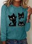 Cat Print Casual T-Shirt