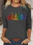 Christmas Print Long Sleeve Crew Neck T-shirt