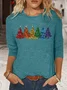 Christmas Print Long Sleeve Crew Neck T-shirt