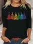 Christmas Print Long Sleeve Crew Neck T-shirt