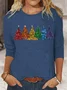 Christmas Print Long Sleeve Crew Neck T-shirt