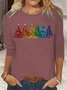 Christmas Print Long Sleeve Crew Neck T-shirt