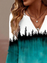 Abstract Print Long Sleeve V-Neck Blouses