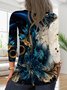 Print Casual V Neck Long Sleeve T-Shirt