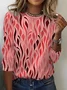 Abstract Print Long Sleeve Crew Neck T-shirt