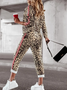 Women's Casual Leopard Print Round Neck Long Sleeve 2-Piece Set