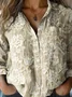 Women's Vintage Floral Print Casual Linen Cotton Shirt