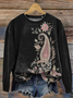 Vintage Printed Casual Sweatshirt