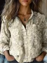 Women's Vintage Floral Print Casual Linen Cotton Shirt