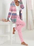Hoodie Casual Loose Color Block Two-Piece Set