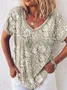 Elegant Floral Lace Embroidered V Neck T-Shirt