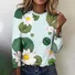 Lotus pattern printed long sleeved T-shirt