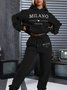 Italian Theme Women's Casual Sweatshirt and Pants Set