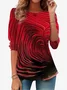 Abstract Print Long Sleeve Crew Neck T-shirt