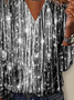 Print Casual V Neck Long Sleeve T-Shirt