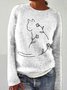 Minimalist Flower Cat Art Knitted Sweater