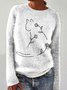 Minimalist Flower Cat Art Knitted Sweater