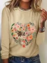 Flower Heart Casual Long Sleeve Shirt