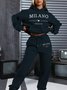Italian Theme Women's Casual Sweatshirt and Pants Set