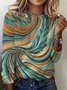 Geometric Print Long Sleeve Crew Neck T-shirt