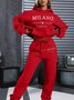 Italian Theme Women's Casual Sweatshirt and Pants Set